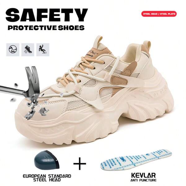 Chaussures de sécurité pour femmes - Chaussures de sport à bout d'acier indestructibles, bottes de randonnée, bottes de sécurité anti-écrasement et anti-perforation, chaussures de protection industrielle et de construction légères et confortables pour femmes