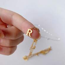 Custom Dangle Initial Name Necklace Personalized Space Letter Name Necklace Initial Necklace Name Choker Sterling Silver Gifts For Her - Multicolor - View 5