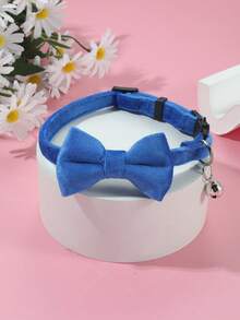 1pc Suede Bowknot Pet Collar With Bell, Adjustable Velvet Neck Strap For Cats - Multicolor - View 15