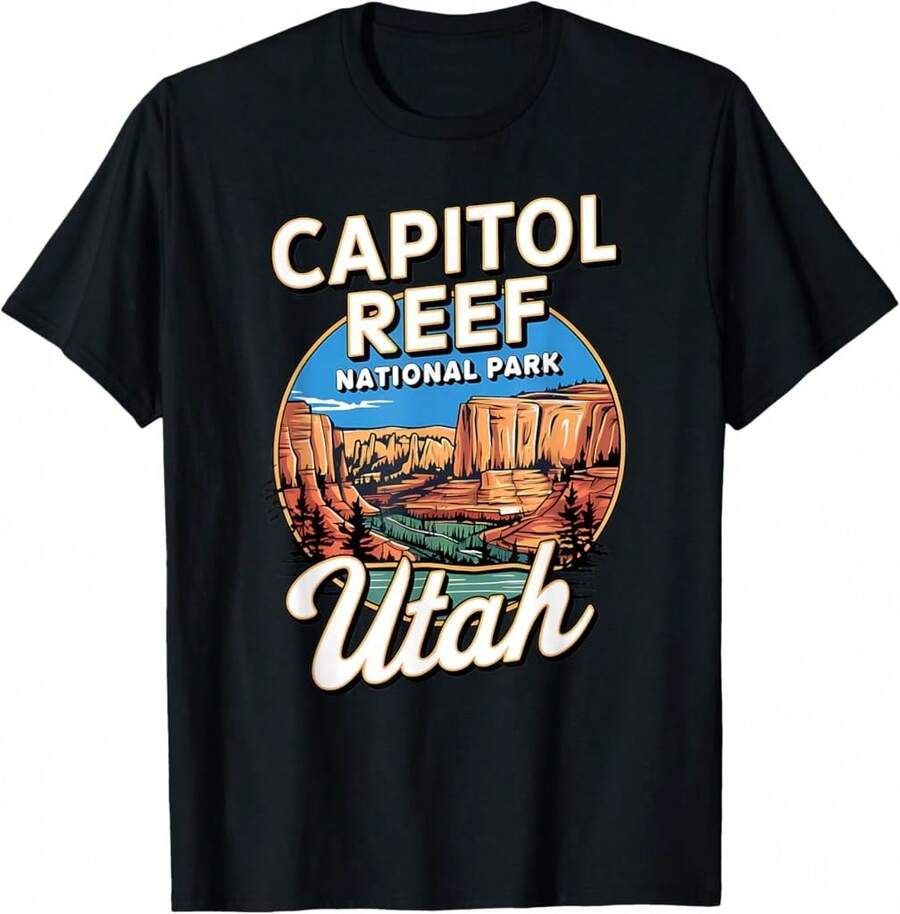 Capitol Reef National Park Utah Souvenir T-Shirt Gift For Travelers Wedding Gift For Bride - Black - View 1