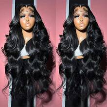 40 Inch 13x6 Body Wave Lace Front Wigs Human Hair 250% Density Body Wave HD Lace Front Wigs Human Hair Pre Plucked Bleached Knots Transparent Frontal For Women - Natural Black - 查看 7