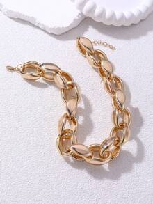 1pc Women's Punk Style Chunky Metal Chain Necklace, Simple & Chic - Gold - View 4