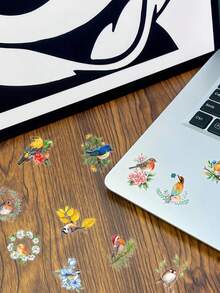 SCXXBSW 50pcs Watercolor Bird Cartoon Graffiti Stickers Decorative Water Cups Notebook Luggage Double Transparent Waterproof Stickers - Multicolor - View 10
