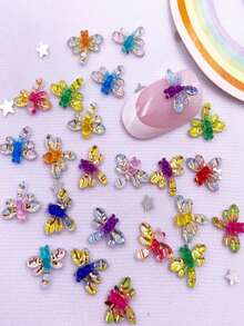 40 件混合树脂彩色迷你可爱闪光水晶蜻蜓平底水钻贴花装饰 DIY 婚礼艺术剪贴簿珠宝工艺品配件