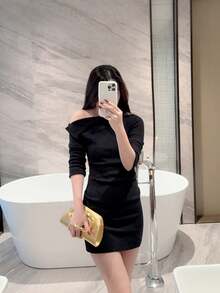 1pc Stylish EU/US Metallic Decorated Mini Box Handbag, High-End Shiny Metal Bar Clutch Purse, Elegant Luxury Evening Dress Party Bag, Leather Design Prom Dancing Clutch/Wedding Ceremony Handbag With Metal Chain - Gold - View 11