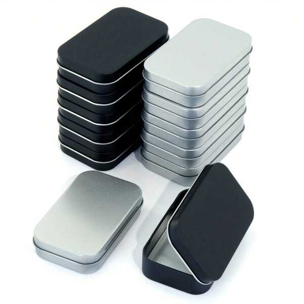 One Piece Of Pure Black/Silvery Designed Tin Cigarette Box, Tobacco Case, Can Also Be Used For Storing Small Ornaments And Objects. It Has A Flip-Top Closure And Is Stylishly High-End Portable. It Can Hold 18-20 Cigarettes - No Power Required
