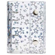 Mogoostry Sternenhimmel Klare weiche PVC nachfüllbare 5-Ring Ordner mit doppeltem Druckknopfverschluss Notizbuch Persönlicher Aktenordner Planer, MGSY-2SnapStarBinder,Schulanfang,Schulmaterial