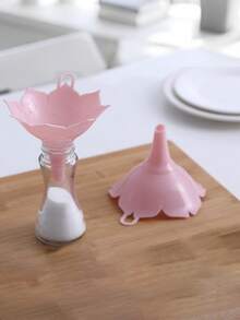 1 个宽口樱花漏斗，糖和油分配 - 优雅的花朵形状，耐用的白色/粉红色樱花厨房漏斗，用于橄榄油和调味品，非常适合液体和粉末，易于倾倒的设计