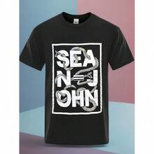 Sean John Men's Graphic-Print Snake Box Cotton T-Shirt, Size Large - Casual Black Crewneck Tee With Bold White "SEAN JOHN" Text And Serpent Design, Machine Washable As Gift - Black - View 1