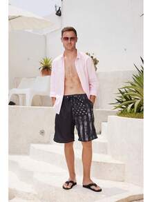 Mens Swim Trunks Quick Dry Board Shorts With Mesh, Breathable Fit Hawaii Beach Shorts Swimwear Bathing SuitsA Valentine's Day TOYA - Purple Leaves - View 4