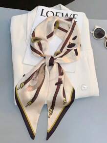 1 buc eșarfă de mătase pentru femei, cu imprimeu de trăsură, stil la modă, bandană, bandă de păr, bandă pentru cap, ideală pentru a-ți înfrumuseța ținuta