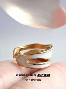 The Three Pieces Set Of Fashionable Stainless Steel Asymmetrical Oil Ring Is Designed With A Sense Of Individuality And Is Suitable For Women To Wear On A Daily Basis