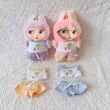 (仅限娃娃衣服) 适用于17cm娃娃衣服1-3代 Labobo休闲夏季无袖短裤 马卡龙吊坠 可换装