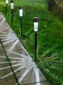 10-Piece Solar Lawn Lights Ground Plug Lights Rust-Proof Small Tube Lights Outdoor Landscape Lighting Suitable For Courtyards, 35 Milliamperes,Gardens And Terraces - Warm light - 查看 8