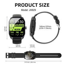 Reloj inteligente para hombres de 2,01" con función de llamada, monitoreo de sueño, podómetro, fondo de pantalla personalizable, talla grande de 120 modos deportivos, rastreador de actividad física, compatible con Android e iOS - silicona negra - Ver 3