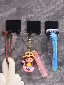 3 szt. wielofunkcyjne ręczne haczyki na maszynki do golenia, mocny klej bez wiertarki, stojaki na organizery do maszynek do golenia z powrotem do szkoły