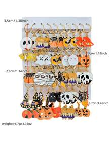 10 Stücke/50 Stücke neue Lustige Halloween Ohrringe, Gothic Schädel, Geistgesicht, schwarze Katze, Kürbis, Fledermaus Ohrhänger Schmuckset aus Zinklegierung für Frauen