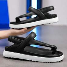 Men's Fashion Flip Flops, Thick Soft Sole, Fashion Versatile, Ideal For Street Wear, Solid Minimalist Style, Outdoor Sports, Beach Vacation, Flat Sandals