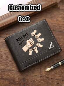 Billetera personalizada para hombre, con texto grabado por láser, billetera de doble pliegue exquisito, apropiada para padre, esposo - muy adecuada como regalo de cumpleaños, Día del Padre, Navidad, aniversario, para dar a amigos, familiares, mayores, usted mismo - Multicolor - Ver 3