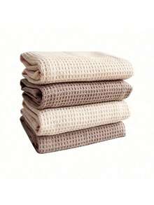 4 Stück einfarbige Waffelmuster Geschirrtücher, Ananas-Gitter Reinigungstücher, Küchen-Wischtücher, Größe 36*36cm