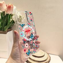 Funda de teléfono con diseño de estampado de baile de mariposa, diseño elegante, compatible con 16ProMax, 16Pro, 16Plus, 16, 15, 15ProMax, 14Pro, 14Plus, 13Pro, 12Pro, 11, a prueba de golpes, con carga inalámbrica magnética y de acrílico transparente - transparente - Ver 5