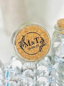 1 peça/3 peças Frasco de Armazenamento de Doces com Nome e Data Personalizados, Frascos Dispensadores, Frascos de Desejos, Frascos à Deriva, Frascos de Água Benta, Presentes de Casamento, Aniversário, Aniversário de Casamento, Lembrancinhas de Batismo