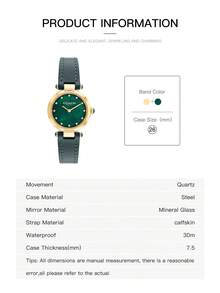 Coach 女士石英腕表，绿色可调节皮革表带，金色圆形表壳，女士礼物模拟手表，钻石珍珠贝母表盘，14503951 - 綠色 - 查看 7