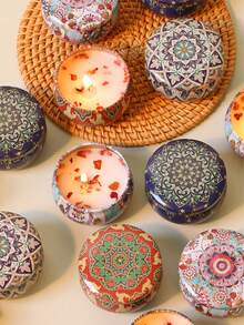 香薰套装，自制大豆蜡烛杯，用于婚礼和节日装饰的花蜡烛，送给家人和朋友的完美礼物，生日、情人节或母亲节旅行用的香薰蜡烛锡罐，香薰礼盒，房间装饰，毕业礼物