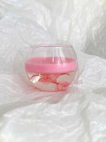 1 caja 1 taza Vela con flores flotantes rosa y perfumada, vela aromática de ambiente para la sala de estar, dormitorio y estudio, vela decorativa como regalo para amigos, accesorio romántico para crear ambiente - Rosa - Ver 1