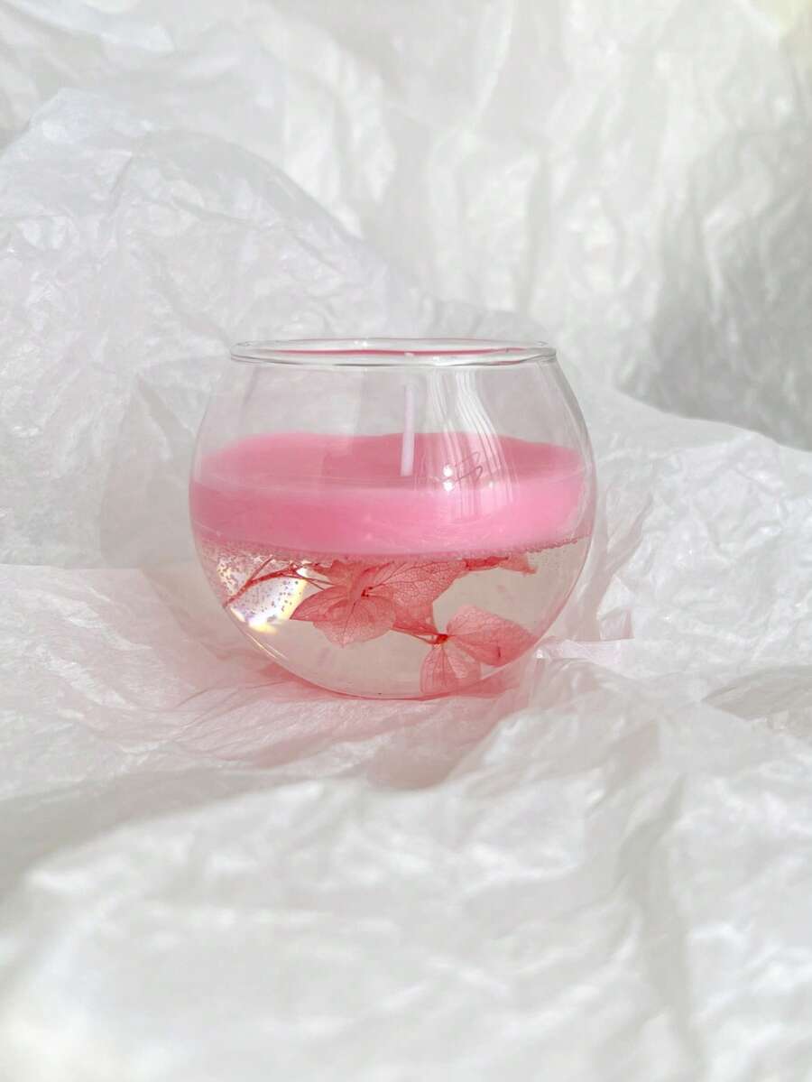 1 caja 1 taza Vela con flores flotantes rosa y perfumada, vela aromática de ambiente para la sala de estar, dormitorio y estudio, vela decorativa como regalo para amigos, accesorio romántico para crear ambiente - Rosa - Ver 1