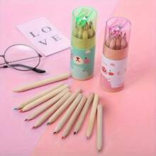 12 Colors Mechanical Pencil Set With Built-In Sharpener, Cute Panda Themed Colored Pencils With Wooden Stand And Sharpener - Great For Students, Artists, And Party Decorations, Party Supplies | Back To School, School Opening Gifts, Fun Design | Wooden Stand, Pencil Organizer, Birthday Gift - Christmas Gift - Easter Gift - Valentine's Day Gift - Perfect Gift