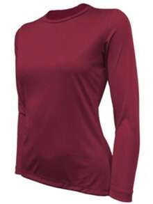 KIT 4 Camisa Segunda Pele Feminina Proteção Solar Uv+50 Camiseta Térmica Longa Moda Inverno E Verão GJR Modas - Vinho - Visão 2