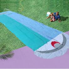 Water Slide For Teenagers Outdoor Lawn Swimming Pool PVC Inflatable Water Spray Slide Home Backyard Double Floor Mat, Beach Essentials, Beach Accessories, Pool Float