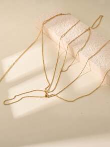 1pc Sexy Rhinestone Pendant Body Chain Necklace, Fashionable Minimalist Design For Women Daily Wear
