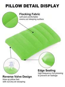 舒适充气枕头，超轻 A4 尺寸充气旅行枕，小方形植绒面料空气枕，适用于办公室、旅行、度假旅行、徒步旅行、露营、午睡、颈腰支撑，多种颜色可选旅行必需品旅行配件假期夏季返校旅行枕颈包用于学校学校配件学校用品