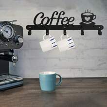 1 Stück Wandmontierter Kaffeetassen Halter, Metall Kaffeetassen Regal für die Wand, Kaffeetassen Regal Wandhaken, Jackenhalter, dieser vielseitige Ständer zeigt nicht nur elegant Ihre Lieblingstassen, sondern hat zusätzliche Haken für Jacken und Accessoires. Perfekt für Küchen, Eingangsbereiche oder überall wo Sie stilvolle Aufbewahrung brauchen.