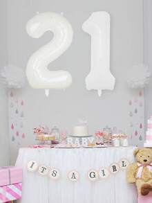 1/2 个 40 英寸大型数字铝箔气球，简单多功能 0-9 白色数字气球，适用于生日派对装饰、周年纪念、100 天庆祝活动、节日和活动、房间装饰、返校、情人节、母亲节、毕业典礼、户外摄影道具