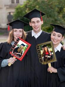 Personalized Face Fans With Wooden Handle , Custom Graduation Class Of 2025 Head Fans On A Stick,Custom Head Fans For Graduation Party Birthday - Multicolor - View 5