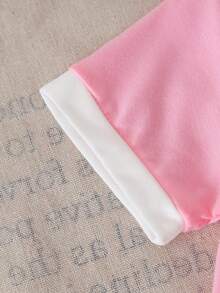 Conjunto de 2 piezas de blusa de manga corta con flores de ganchillo rosa y shorts para niñas de 1 a 4 años, para verano - Rosa - Ver 5