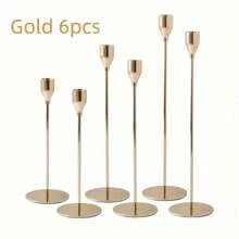 Eleganter Kerzenhalter, luxuriöser goldener Metallkerzenhalter, Dekoration für Zuhause/Hochzeit/romantisches Abendessen, Raumdekoration, Heimdekoration, Geschenk, Feiertags-Dekoration (Kerzen nicht enthalten)