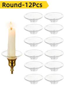 Tropfschutz für Kerzenhalter, klare Glas-Bobeches für Kerzenständer, runde Wachsfänger für Kerzen, gerade Kerzenhalter für Tisch-Mittelstücke, Hochzeiten, Kirchen, Zuhause