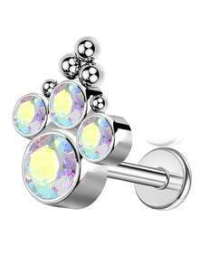 1 pieza Anillo para el labio con gota de agua con rhinestone, joyería para perforaciones en la oreja, Ashley Maduro Medusa, material hipoalergénico de acero inoxidable 316L, diseño de espalda plana con rosca interna, apto para uso diario, fiesta, cita, regalo para novia, amigas, estudiantes, madres - Multicolor - Ver 20