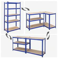 40 x 90 x 180 cm, Robusto Scaffale in Metallo a 5 Ripiani Senza Bullone, in Acciaio Verniciato a Polvere, per Carichi Pesanti, Regge fino a 875 kg, Blu - Blu - Visualizzare 3