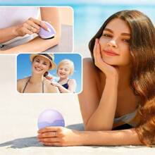Aplicador portátil de protector solar - Aplicador de esponja rellenable para protector solar, crema solar y loción, ideal para adultos y familias - Tamaño perfecto para viajes (Morado/Rosa/Azul/Verde)