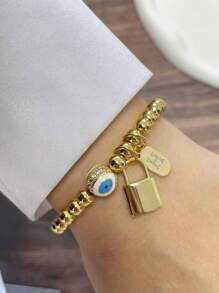 1 pieza Pulsera única y elegante, Cadena de 26 letras A-Z, Pulsera con letra del ojo del diablo, regalo de joyería exquisita para mujer
