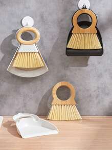 1 Set Wooden Mini Broom And Dustpan Set, Desktop Cleaning Brush Broom, Small Dustpan And Trash Scoop, For Cleaning Up Pet Litter, Spilled Pet Food, And Hair/Crumbs On Sofa Or Bed