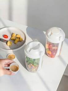 1 Fat Loss Salad Cup, Oat Salad Cup, Yogurt Cup With Spoon Lid, Low Fat Weight Loss Healthy Mason Cup, Portable Slimming Cup, Salad Shaker With Fork - Portable Breakfast Cup, Yogurt, Milk And Other Healthy Lunch Containers, Picnic Lunch Salad Cup - White - View 3