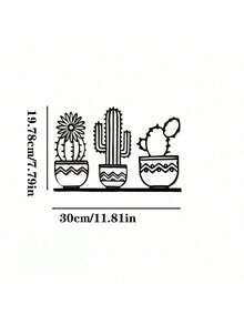 Arte de pared de metal con diseño de cactus, decoración exterior de cactus de desierto, cartel de jardín de suculentas, decoración de cocina, regalo de decoración del hogar, regalo para nueva casa, para habitación, dormitorio, oficina, bar, restaurante, cafetería - Estilo art decó, material de metal. - Negro - Ver 7