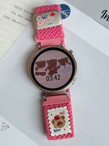 Cute Cartoon Bear Knitting Magnetic Nylon Strap Compatible With Galaxy Watch Bands 7 6 5 4 40mm 44mm 47mm 46mm 41mm Compatible With Galaxy Watch 5 Pro 45mm 2 3 Lovely Animal Pattern Adjustable Sports Breathable Magnetic Clasp Smartwatch Accessories 20mm 22mm - Hot Pink - View 1