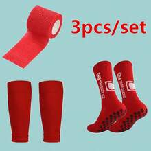 Set de 3 piezas: Calcetines de fútbol deportivos 38-45 (Hombres), Calcetines deportivos con gel antideslizante para balón, Calcetines de baloncesto y Vendas de compresión para piernas de deporte Set para adolescentes - Multicolor - Ver 12